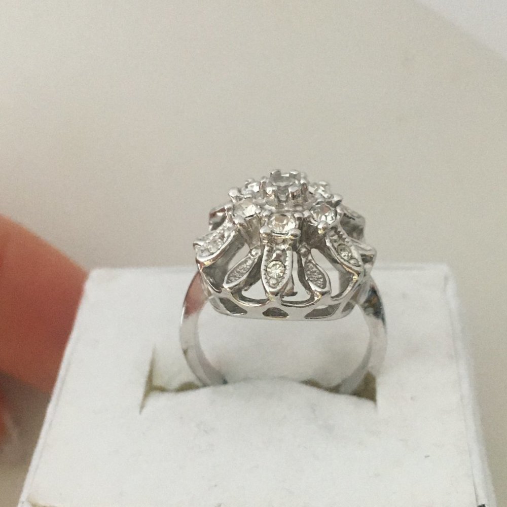 Vintage 18k gold H.G. E (heavy gold electroplate) ring Size 6, CZ